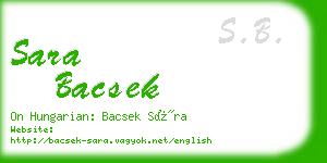 sara bacsek business card